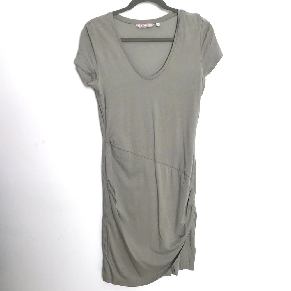 Athleta Central Teeshirt Dress Light Green Soft Lightweight Ruched Small - Picture 3 of 12